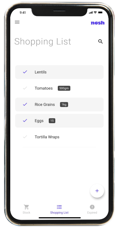 nosh - Integrated shopping list